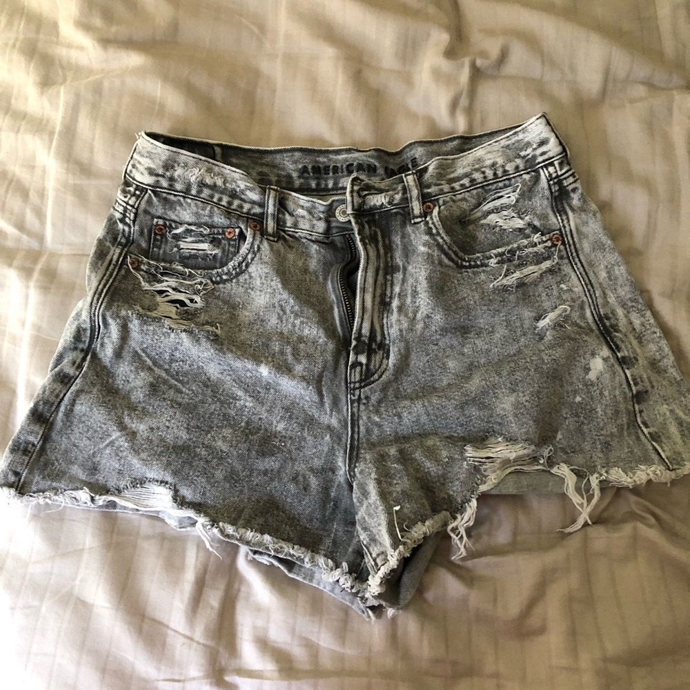 High waisted acid wash shorts